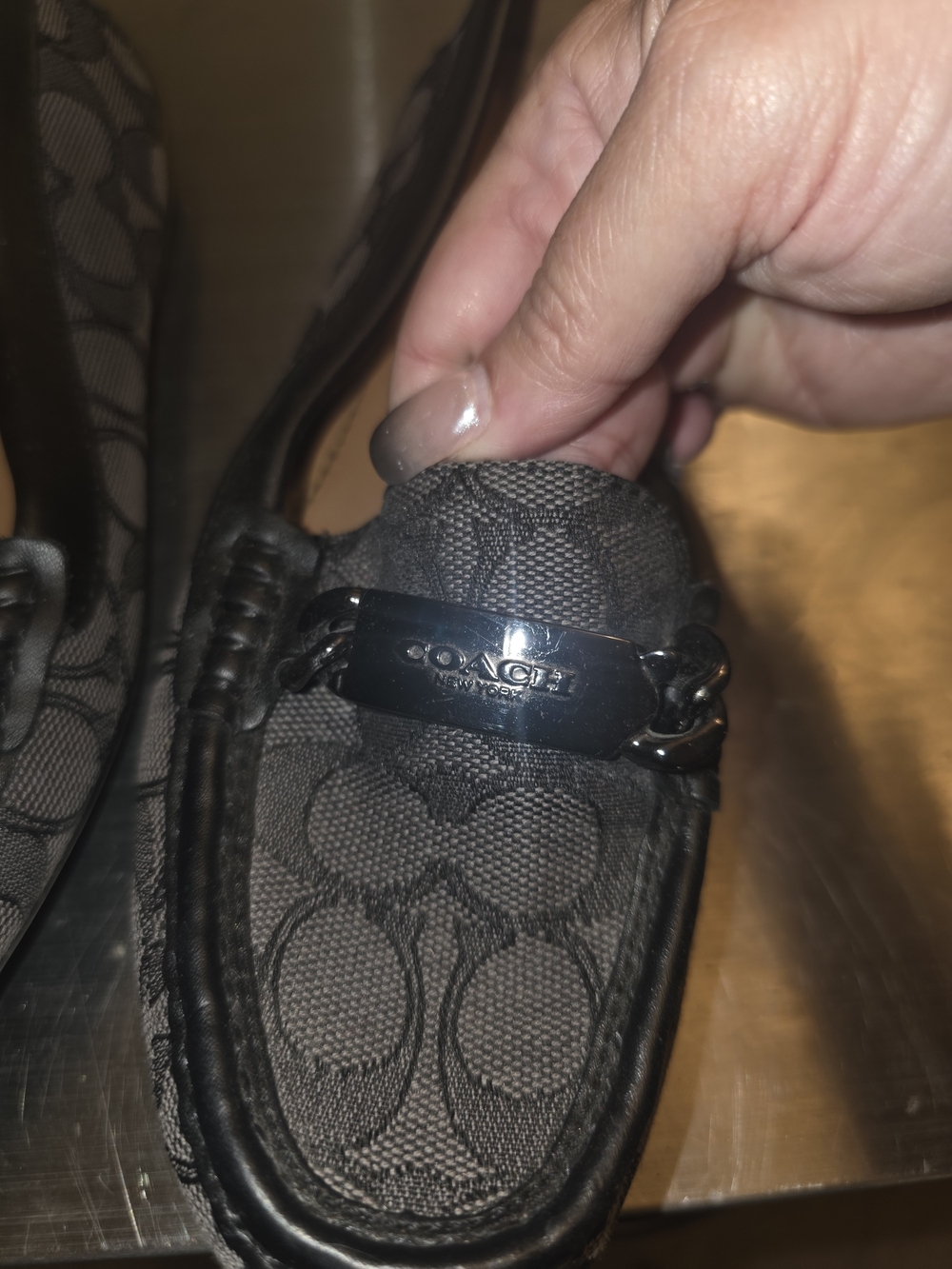 Coach Black Signature Canvas Loafers with Metal Bit - Picture 4 of 6